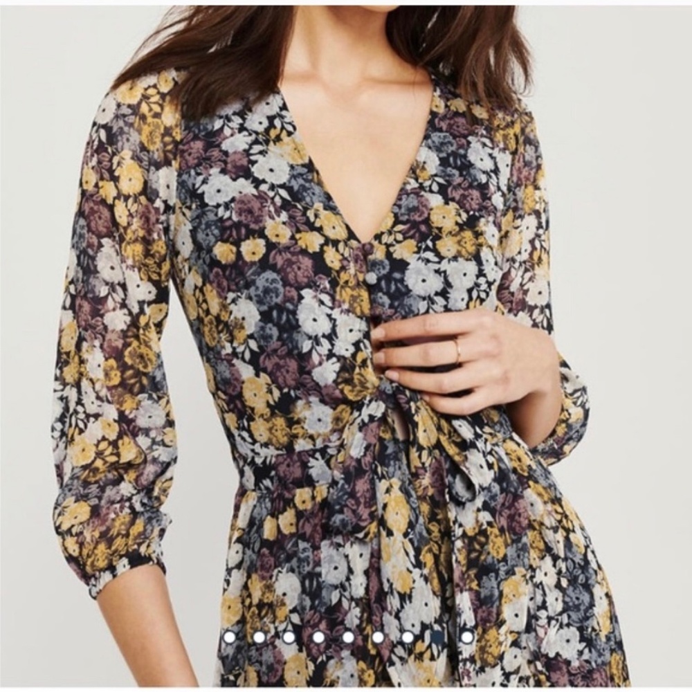A&F Long Sleeve Floral Midi Dress
